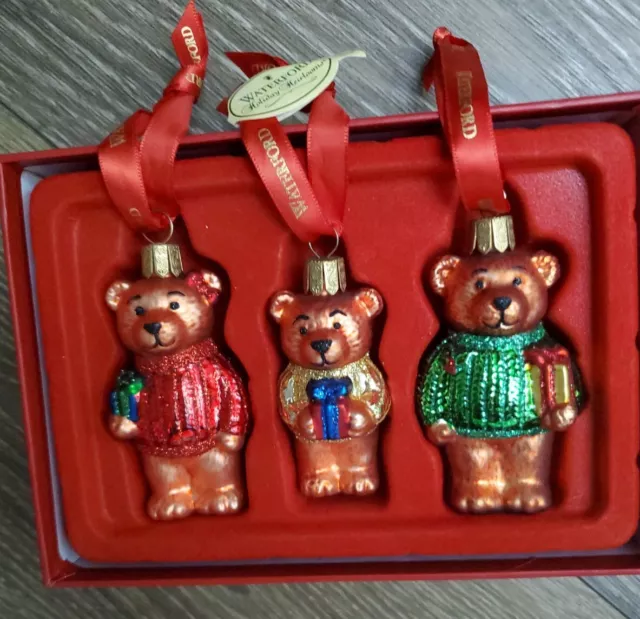 Waterford Collectors 3 Bear Ornaments Holiday Heirloom collection