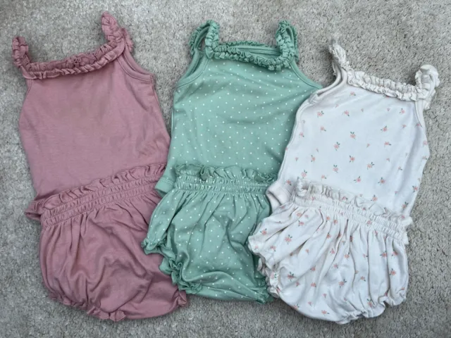 3x Baby Girl's NEXT Summer Top Vest & Shorts Set Size 0-3 Months 5.5kg/12lbs