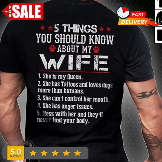 Funny Husband Shirt, 5 Things You Should Know About My Wife T-shirt, Tattooed Wi