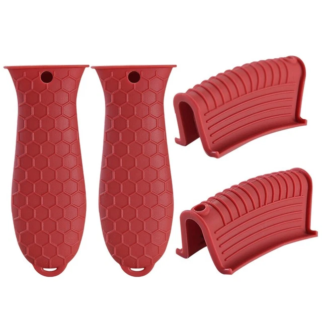 Paquete de 4 soportes de silicona para mango caliente cubierta para sartén de hierro fundido cubierta para olla C6N2