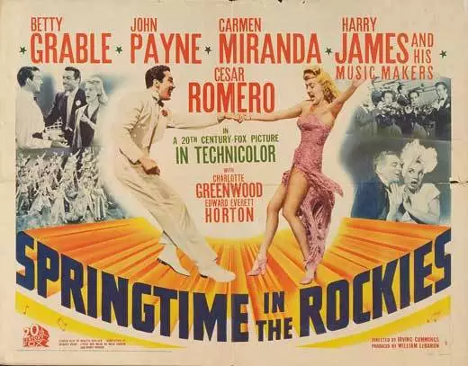 SPRINGTIME IN THE ROCKIES Movie POSTER 22x28 Half Sheet Betty Grable Carmen