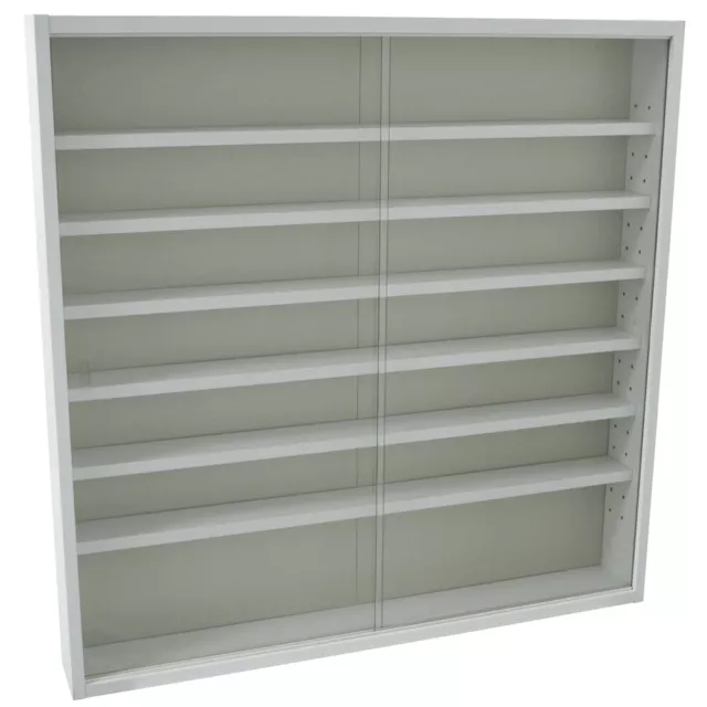 REVEAL  6 Shelf Glass Wall Collectors Display Cabinet  White MC0503