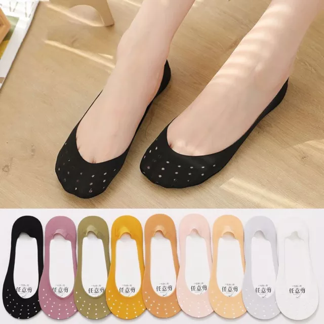 Girls Solid Color Sock Slippers Female Hosiery Mesh Boat Socks Ice Silk Socks