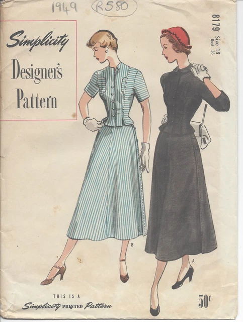Patron De Couture Simplicity Vintage 1939 - Robe Modèle B34 (R893) - Neuf