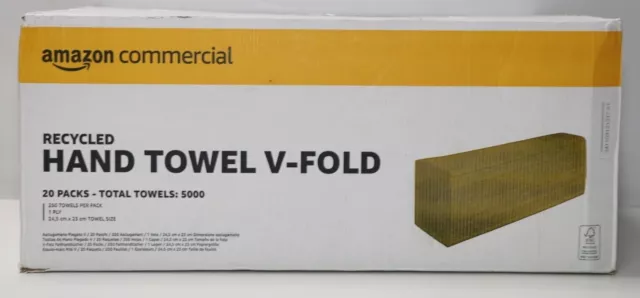 Asciugamani di carta riciclata Commercial Interfold-Vfold, confezione da 20,000 fogli