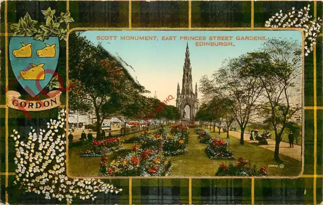 Postcard; Edinburgh, Scott Monument, East Princes Street Gardens [Valentine's] 1