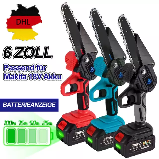 Für 18V Makita 3000W Mini Kettensäge Motorsäge Elektro-Kettensäge Baumsäge Akku