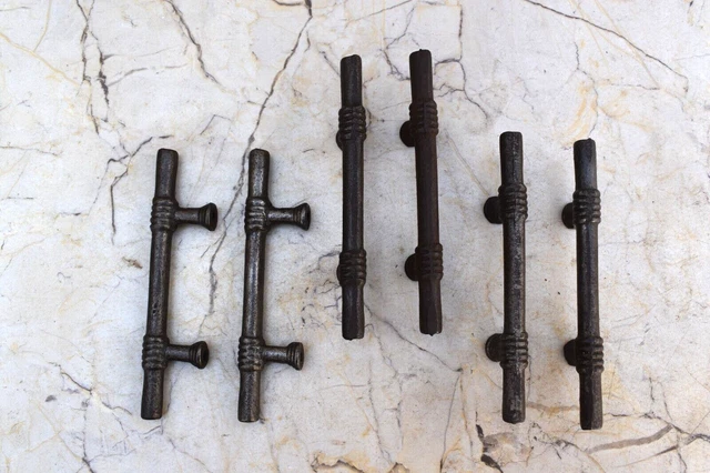 Vintage Cast Iron Rustic Barn Door Handle Cabinet Dresser Gate Handle Pull 6 Pcs