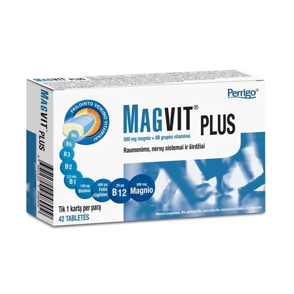 MAGVIT PLUS 500MG Magnesium Vitamin B Complex 42 Tablets Supplement