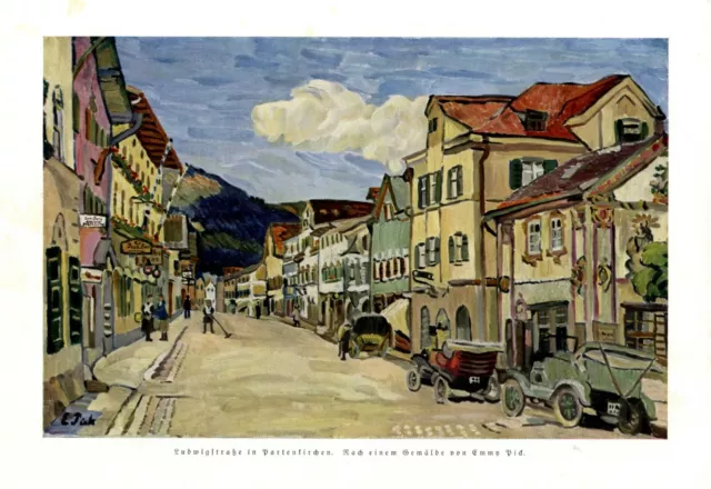 Ludwigstrasse Partenkirchen XL Kunstdruck 1925 Emmy Pick † Auschwitz Garmisch