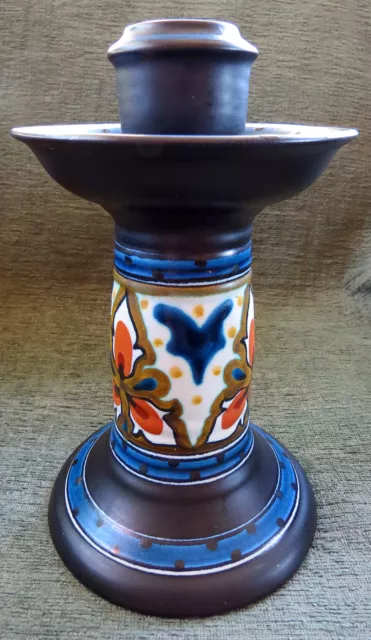 Large Gouda Antique Candlestick Signed "Blareth 1933 Gouda Holland 8.75"