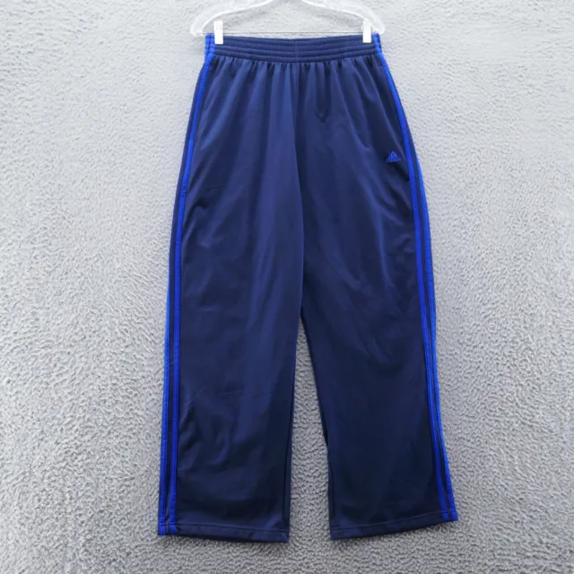 Adidas Mens 3 Stripe Training Pants Large Blue Straight Leg Drawstring