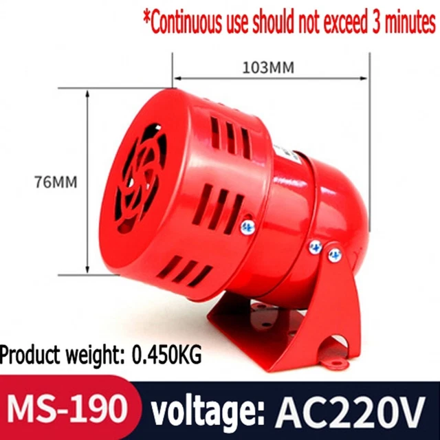 Alarme Sirène à Moteur Électrique 24V - Amplification Industrielle