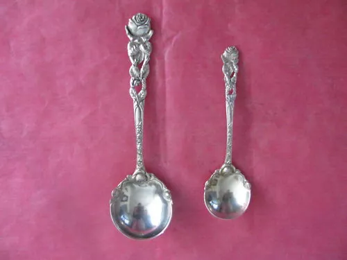 Antique wonderful 800 Silver Rose Spoons