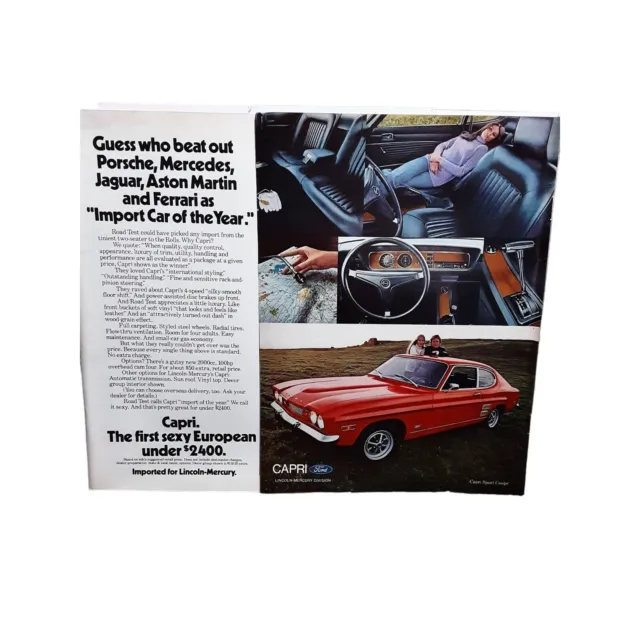 Vintage 1971 Mercury Capri Sport Coupe  Original Ad empherma