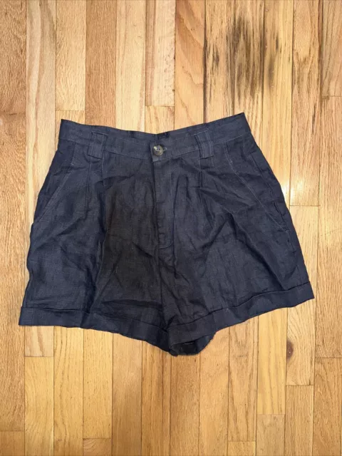 American Apparel Shorts Women's Large Linen Charcoal Gray High Waisted