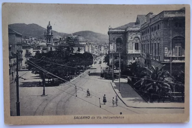 Cartolina Salerno vista da via Indipendenza Campania animata paesaggistica T1