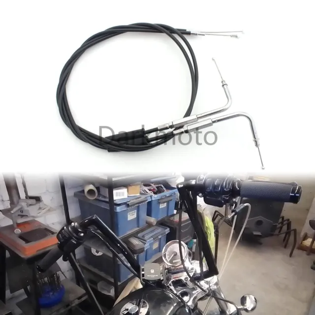 Black Motorcycle Throttle Cable Wire Steel 110cm 43" For Harley FLH FLT FXD FLST