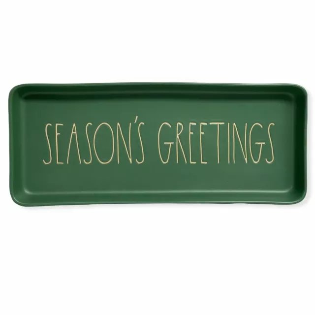 Rae Dunn By Magenta Green SEASON'S GREETINS LL Tray Platter - 15” Christmas