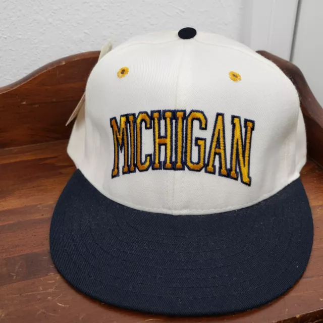 VINTAGE Michigan Wolverines Hat Cap 7 1/8 Pro Model New USA Football White