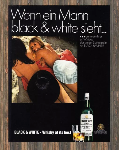 Black & White Whisky - Reklame Werbeanzeige Original-Werbung 1970