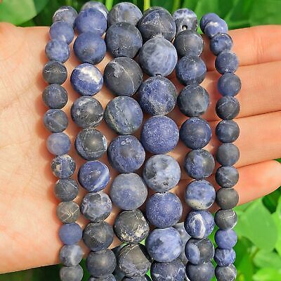 Blue Turquoise Beads Round Matte Loose Stone Bracelet Necklace Jewelry Findings