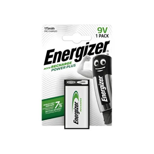 1 X Energizer Rechargeable 9V Battery Charging Power Plus Nimh 175mAh Block