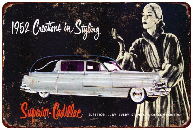 1952 Superior-Cadillac Hearse Vintage Look Reproduction metal sign 8 x 12