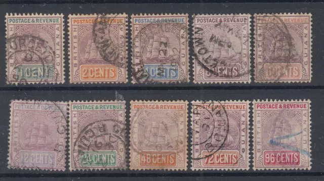 British Guiana 1889 Serie Completa Wmk Ca 10 V. N.193-206 Usati Splendidi