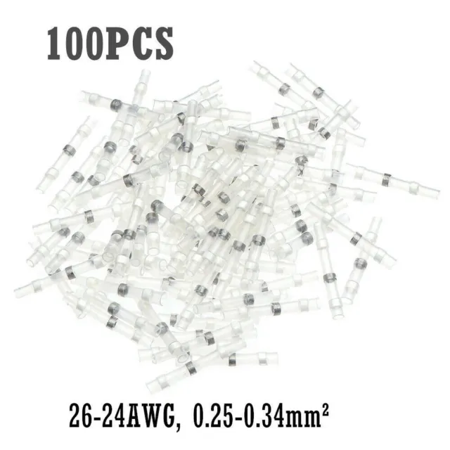 100pc / Set Bianco Saldatura Sigillare Manicotto Termoretraibile Mozzicone Filo