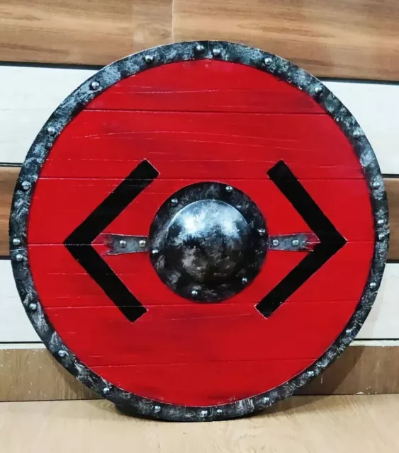 Medieval Wooden Viking 24Round Shield Heavy Metal Fitted Ready For Battle