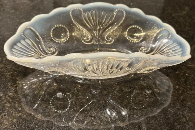 Antique Clear ￼Opalescent Glass Bowl Jewel and Fan Jefferson Glass Co Clear