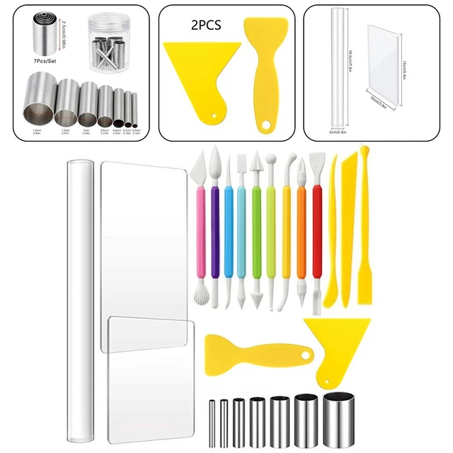 Kit 5 Outils Sculpture Pâte Polymère (Fimo/Sculpey) - Pointes Silicone, Brosses Caoutchouc