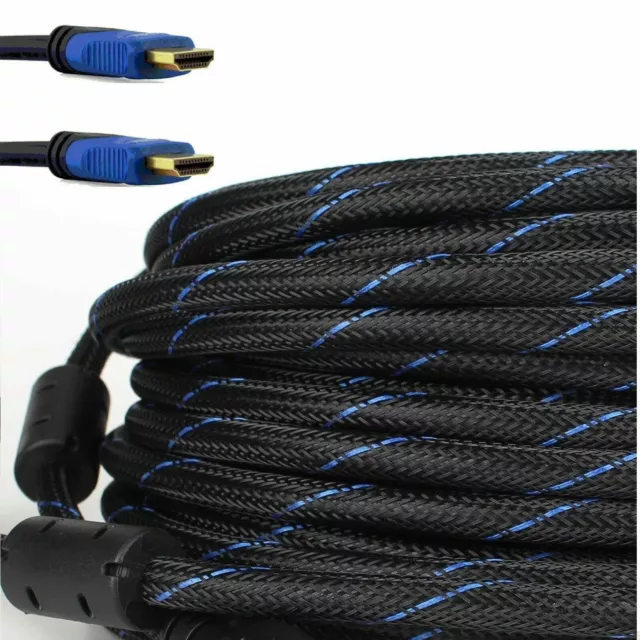 HDMI 1.4 CABLE Cord 6FT 10FT 15FT 25FT 30FT 50FT 75FT 100FT HIGH SPEED Blue Lot 2