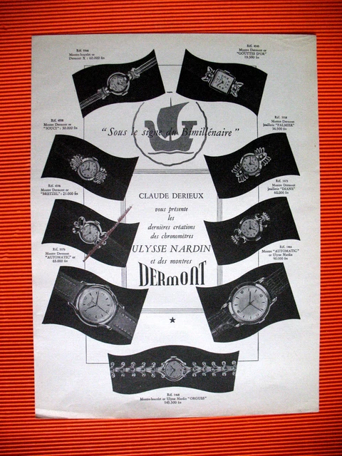Publicite De Presse Claude Derieux Dermont Nardin Montre Chronometre Ad 1951