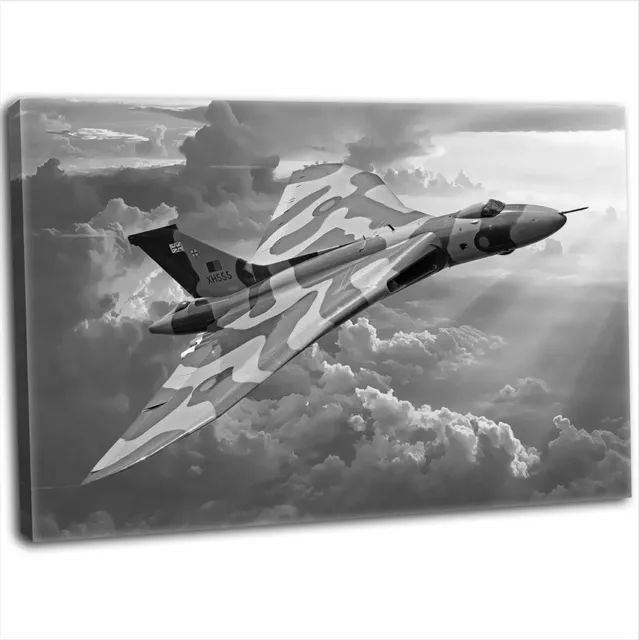 RAF Avro Vulcan Bomber Canvas Print Framed Digital Painting Wall Art Picture B&W