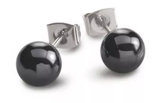 Pendientes Bolas Cerámica Negro - Plata Maciza 925/1000 Joyas Mujer