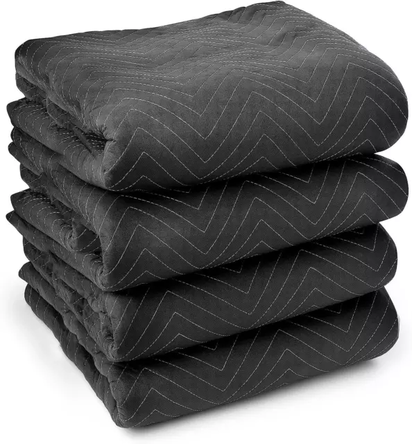 8 Moving Blankets Furniture Pads - Ultra Thick Pro - 80 x 72 Black