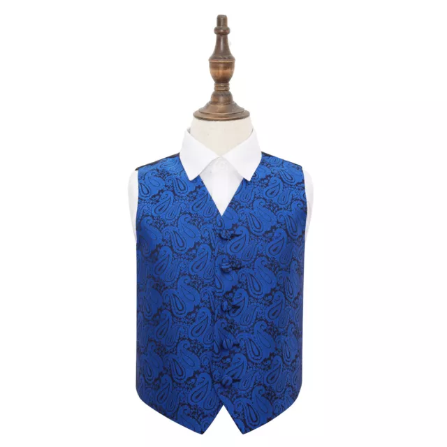 DQT Woven Floral Paisley Royal Blue Page Boys Wedding Waistcoat 2-14 Years