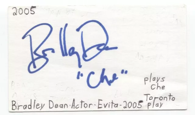 Bradley Dean Signed 3x5 Index Card Autographed Signature Actor