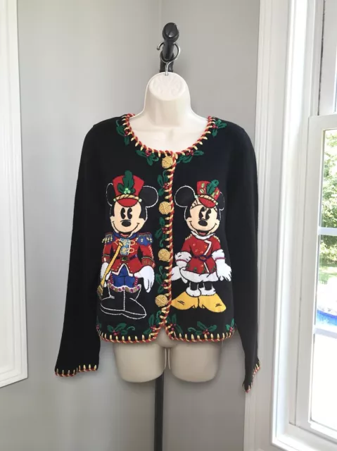 Vintage Michael Simon Disney Mickey & Minnie Christmas Cardigan - Women’s XL