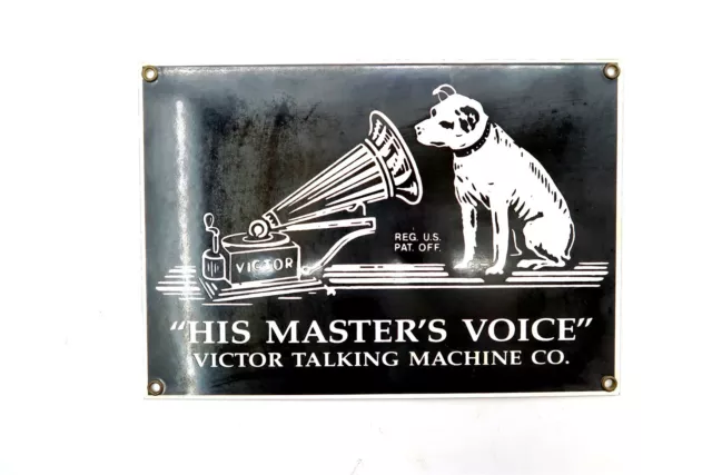 RCA VICTOR NIPPER "His Master's Voice" Porcelain Sign by Ande Rooney 10" x 7"