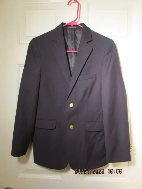 Chaps Ralph Lauren Boys Size 14 Reg Navy Blue Blazer Jacket Suit Coat