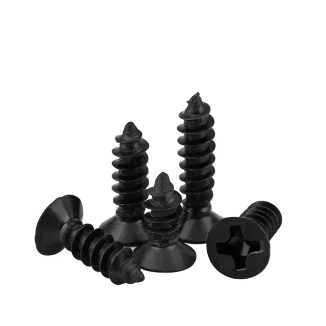 M2 M2.3 M2.5 M3 M4 Black Phillips Countersunk Flat Head Self Tapping Wood Screws