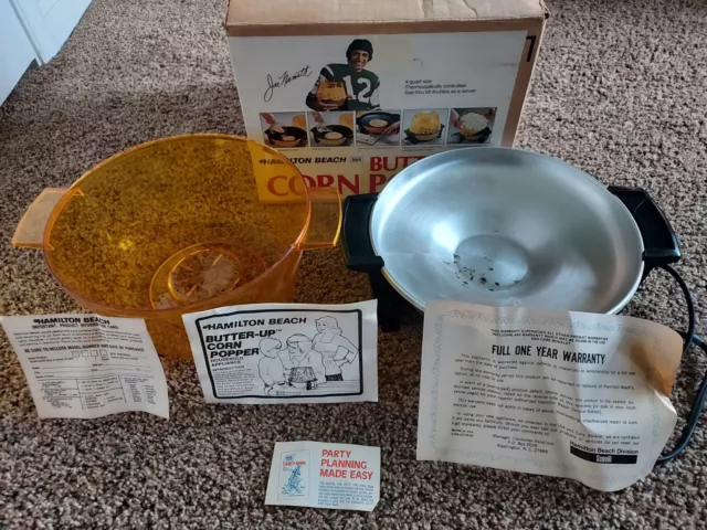 BUTTER UP popcorn maker popper Joe Namath vintage Hamilton Beach TESTED WORKS