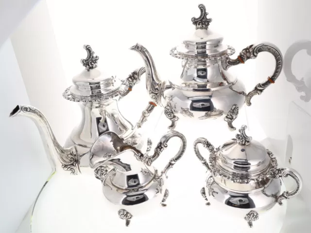 Original Alt-Heidelberg 925 Sterling Silver German 4pc Coffee & Tea Set 58.6 ozt