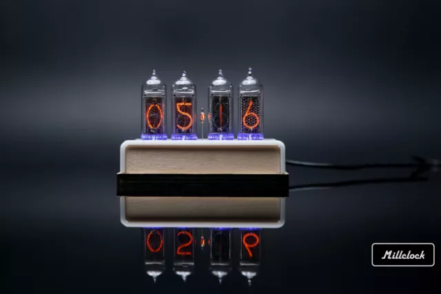 IN-14 NIXIE TUBE CLOCK ASSEMBLED WOOD ENCLOSURE AND ADAPTER 4-tubes by MILLCLOCK