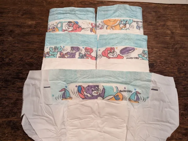 1x Pampers Extra Large PLASTIC BACKED Vintage diapers vtg abdl diapers mit folie