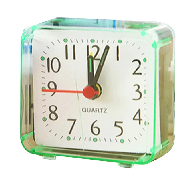 Square Small Bed Alarm Clock Travel Clock Mini Desk Watch Transparent Case new 6
