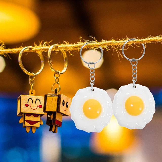 5pcs Bouled Egg Key Chain Pendants Food Charms Sac Sac à Ornements suspendus 6